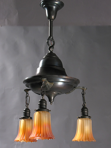 3-Light Electric Chandelier with Art Glass Shades